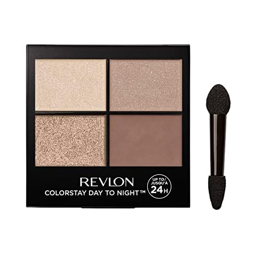 REVLON ColorStay 16 Hour Eyeshadow Quad with Dual-Ended Applicator Brush, Longwear, Intense Color Smooth Eye Makeup for Day & Night, Addictive (500), 0.16 Oz
