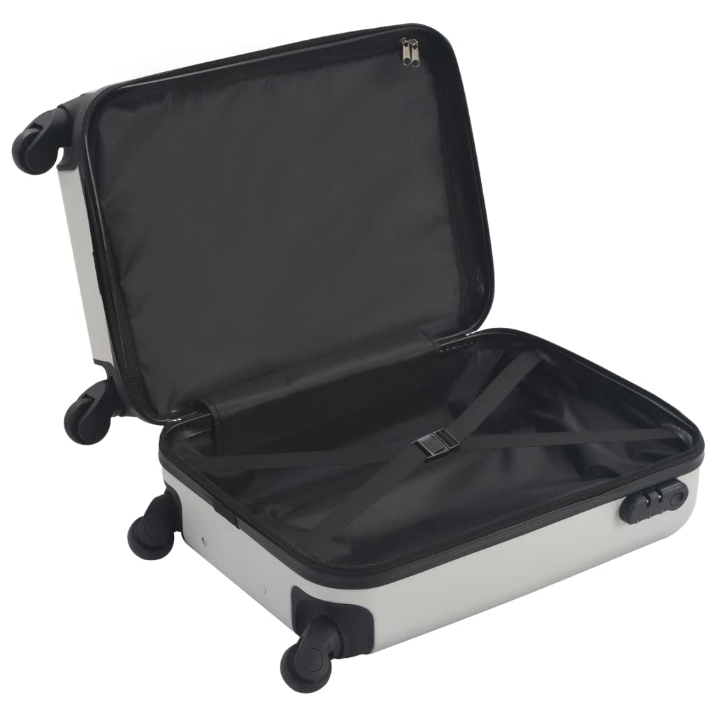 Carro rígido de plástico ABS negro con carcasa rígida ABS resistente y cerraduras de seguridad, 4 ruedas de 360 grados, asa de transporte y correas internas para equipaje, plata, 55 x 36 x 22
