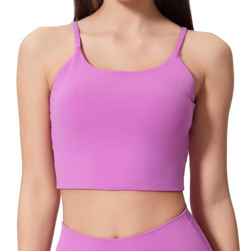 Image of Women's Strappy Stretch Sports Bra Longline Yoga Tank Top Fitness Bra Workout Camisole Crop Tops for Teen Girl