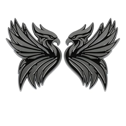 Image of Phoenix Emblem 3D Bird Badge, Custom Car Decal Sticker - Durable Exterior Trunk, Hood, Fender for Car, Truck, SUV (Set of 2) (Chrome)