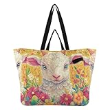 Große Canvas-Tragetasche, für Küche, Lebensmittel, große Tragetasche für Damen, Hochzeit, Party, Geschenke, Osterlamm