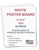 25 Pack Poster Boards 11x14“White Poster Paper, Poster Board Bulk, Posterboard, School Supplies, Coated back to prevent marker/paint bleed through