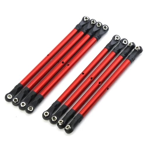 RC Upgrade Accessories for AXIAL for SCX10 90046 for TRX4 8 PCS Aluminum Alloy RC Link Rod Linkage Set 313MM Wheelbase for 1/10 RC Crawler Car Accessories(Red)