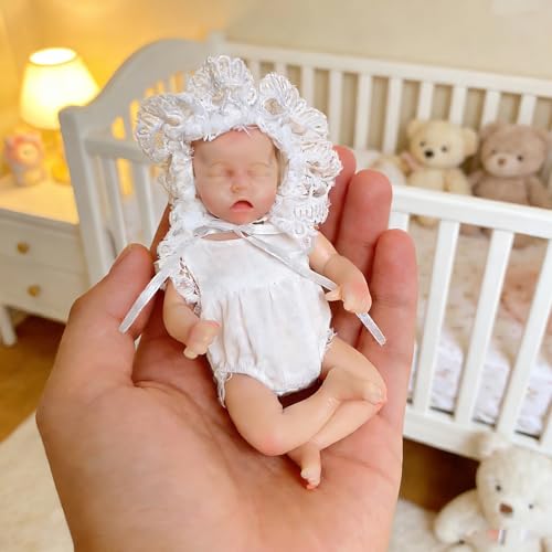 Muñeca bebé mini silicona realista de 6 pulgadas miniatura 1