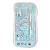 Danse Jupe 8 Pcs Geometry Set Compasses Set with Compass, Set Squares, Ruler, Protractor, Pencil, Eraser, Lead Refill