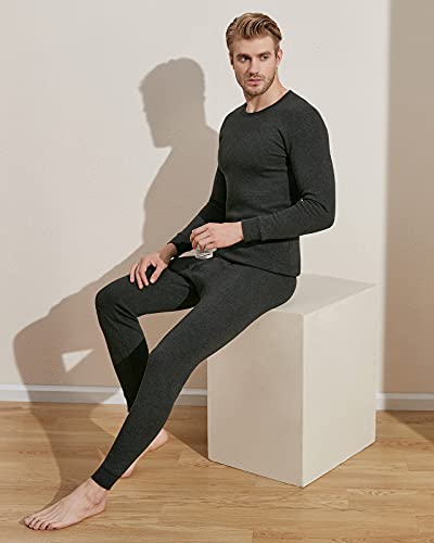 Lapasa Men's Ultra Heavyweight Thermal Underwear Set Extreme Cold Weather Base Layer Top Bottom Fleece Lined Long Johns M63 Medium Dark Grey #TOP4