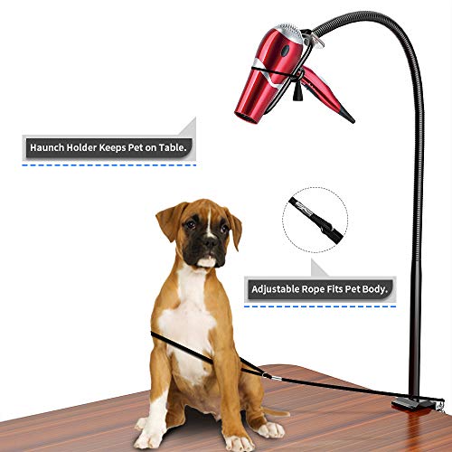 LuckIn Hands-free Dryer Holder Arm, Table Clamp On Stand for Hair Styling, Dog Grooming with No-Sit Haunch Holder - Thumbnail 4