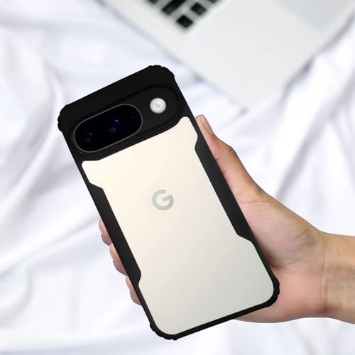 Image of AIBEX Crystal Clear Back Cover Case for Google Pixel 9 5G | 360 Degree Protection | Shock Proof Design | Transparent Back Cover Case (PC & TPU, Black Bumper)