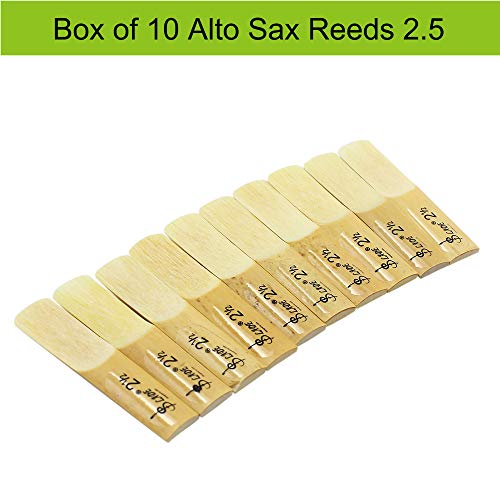 Alto Saxophone Reeds 2.5, Alto Sax Reeds Strength 2.5 for Alto Sax with Transparent Case, Box of 10