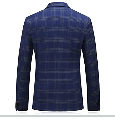 Men Plaid 3 Piece Suit Blazer Vest Pants British Style Slim Double Breasted Set4