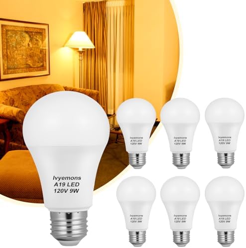 A19 LED Light Bulb 3000K Warm White, 6 Pack high Output A19 LED B...