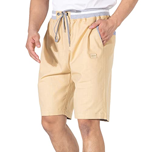 Ltifone Mens Shorts Casual Classic Fit Drawstring Summer Beach Shorts, Cotton With Elastic Waist And Pockets #TOP1