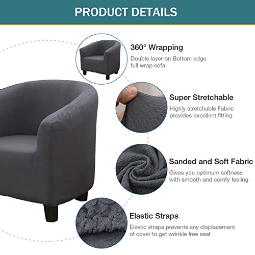 Niluoh Waterproof Club Chair Slipcover Jacquard Tub Chair Cover Stretch Armchair Covers Sofa Cover Furniture Protector For Living Room (Silver Gray) #TOP2