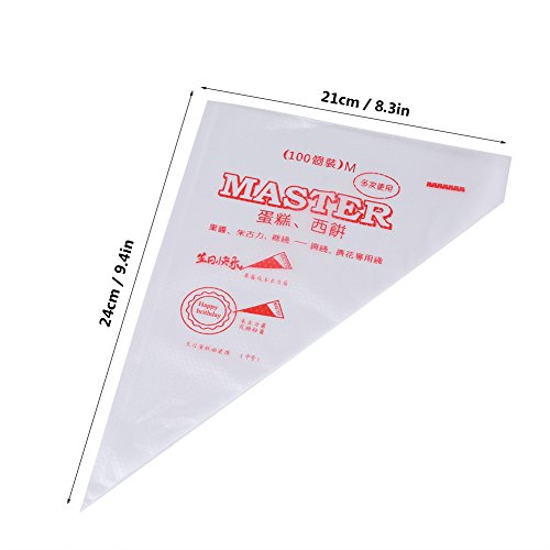 Huhushop 100Pcs Icing Piping Bags, Thick Food Grade Plastic Reusable Anti-Skid Pastry Fondant Cake Flower Decorating Bag Baking Tools