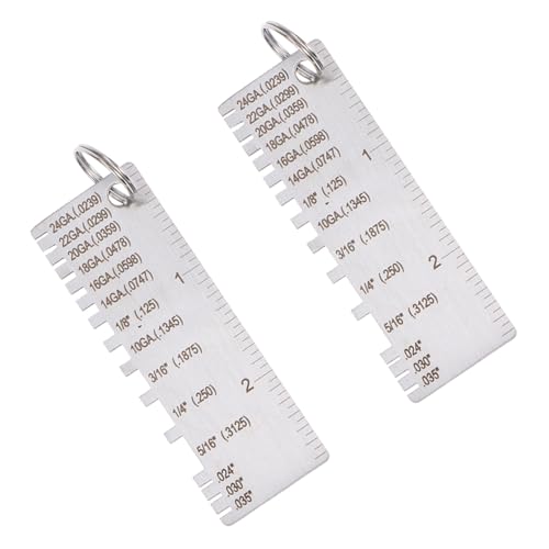 ULTECHNOVO - Calibrador de inspección de acero inoxidable, 2 piezas, herramienta de medición de espesor para chapas metálicas y aplicaciones de soldadura, diseño compacto para verificación precisa del espesor del material miniatura 1