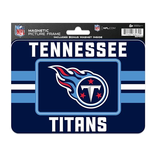 Rico Industries NFL Football Tennessee Titans Stripes Magnetic Picture Frame (5"x6.75") & Magnet Combo Set - Home Décor - Regrigerator, Office, Kitchen