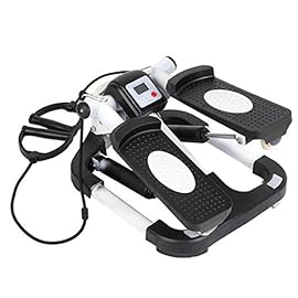 YFDM Fitness Stepper Step Machine w/Wide Non-Slip Pedals Resistance Bands and LCD Monitor White 33.5 * 29.5 * 19cm