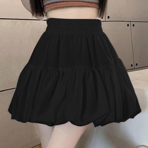 Women's Bubble Skirts Ruffled Puffy Elastic High Waisted A Line Mini Skirt Dressy Casual Fashion Club Party Outfits3