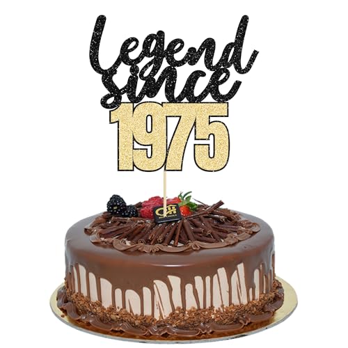 Gyufise 1Pcs Legend Since 1975 Cake Topper 50th Birthday Cake Decoration Hello 50 Funny 50 and Fabulous Decoration for 50th Wedding Anniversary Boys & Girls Birthday Party Decoration Supplies
