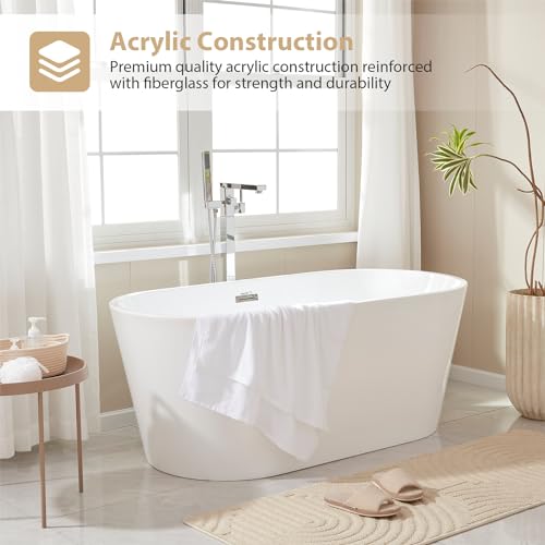 Vanity Art 68\" x 32\" Acrylic Freestanding Bathtub | Modern Stand Alone Soaking Tub with Overflow and Pop-up Drain, UPC Certified VA6815-L-ORB - Thumbnail 2