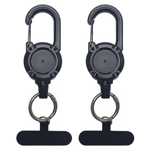 YUCFOREN 2pc Anti-Drop Phone Tether Retractable Steel Line Anti-Theft Cellphone Lanyard for Outdoor Hiking Traveling Work
