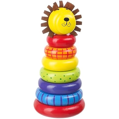 Orange Tree Toys Lion Stacking Ring | Colorful Wooden Educational Puzzle for Toddlers 1+, Sustainably Made, Perfect for Learning Size Differentiation Cover
