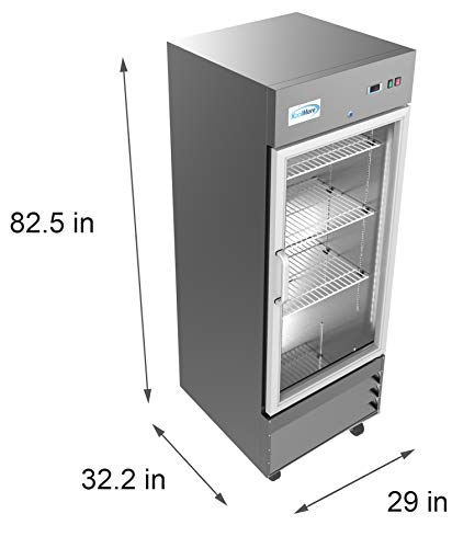 Koolmore - Rir-1D-Gd 29" Stainless Steel 1 Glass Door Commercial Reach-In Refrigerator Cooler - 23 Cu. Ft #TOP3