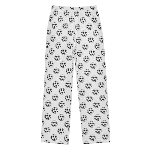 ALAZA Funny Soccer Ball White Pajama Pants Long Sleep Pant Pajama Bottoms Elastic Waist with Pockets