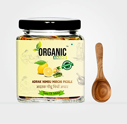 Image of Organic Anand Homemade Ginger Lemon Green Chilli Mix Pickles 250gram Khatta Mix Ghar ka Achaar, Flavourful, Delicious, Traditional Taste