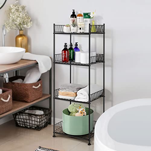 OYEAL Bathroom Shelves Freestanding Bathroom Towel Storage 4 Tier...