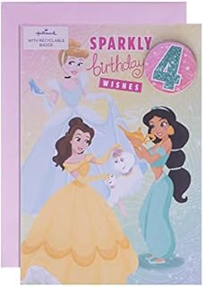 Hallmark 4th birthday Card - Disney Princess Design, 22.8 x 15.9 x 0.2 centimetres