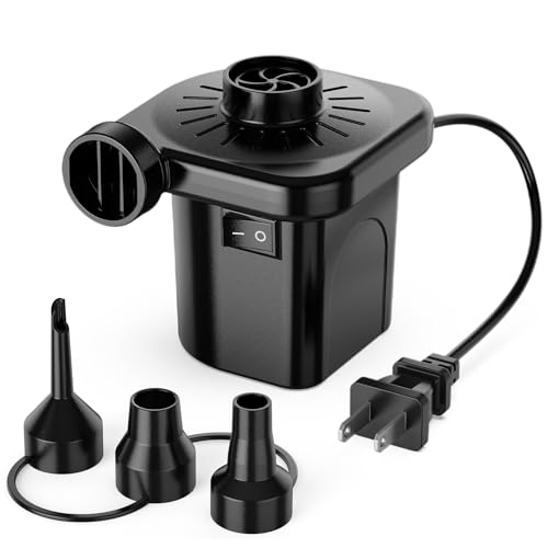 Electric Air Pump for Inflatables,Portable Quick-Fill Air Pump with 3 Nozzles,110-120V, Inflator & Deflator Pumps for Outdoor Camping, Air Mattress Beds,Boats,Inflatable Cushion,Couch,Pool Floats by Motorenbau - Used condition - US$7.92