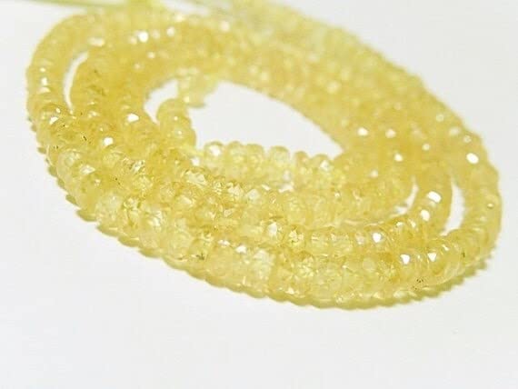 Saphir jaune en perles rondelles facettées de 3mm pour création de bijoux artisanaux