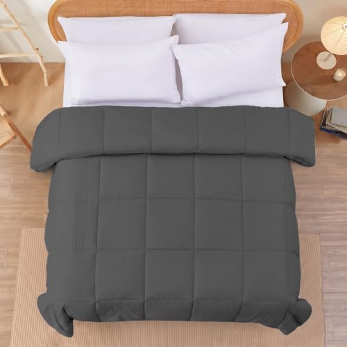 Image of Modern Threads Comforter Duvet Insert, Reversible Quilted Down Alternative Comforter with Corner Tabs, All Season Bedding, King, Dark Gray