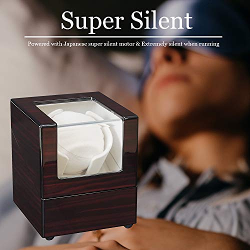 Timlog Single Automatic Watch Winder With High Gloss Piano Lacquer Finish Wooden Watch Winders With Quite Japanese Motor For Automatic Watches 4 Rotation Modes #TOP2