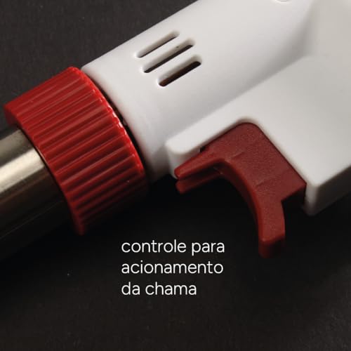 Maçarico à Gás Recarregável Profissional Com Regulador Acendimento Automático Flambar Gratinar Cozin