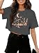 Binshre Women's Crop Tops Hike Mountain Graphic T Shirts Trendy Short Sleeve Crew Neck Casual Basic Cropped Tee