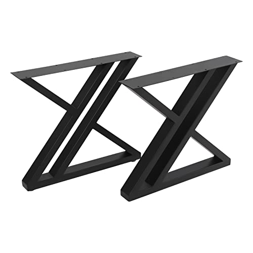 Eieblek Patas de mesa de metal, 2 patas de mesa de metal negro, 2 patas de mesa, patas de banco negras estables para mesas de café, mesas de comedor, escritorios, 45 x 5 x 40 cm