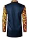 LucMatton Men's Kente Print African 2 Piece Set Long-Sleeve Button-up Shirts and Pants Dashiki Suit Navy X-Large