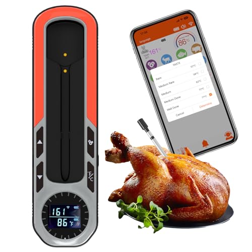 500ft Smart Wireless Meat Thermometer for Grilling, Wireless Thermometer with IP66 Waterproof, Bluetooth Meat Thermometer for Gift, Kitchen, Smoker, BBQ, Oven, Rotisserie | iOS & Android