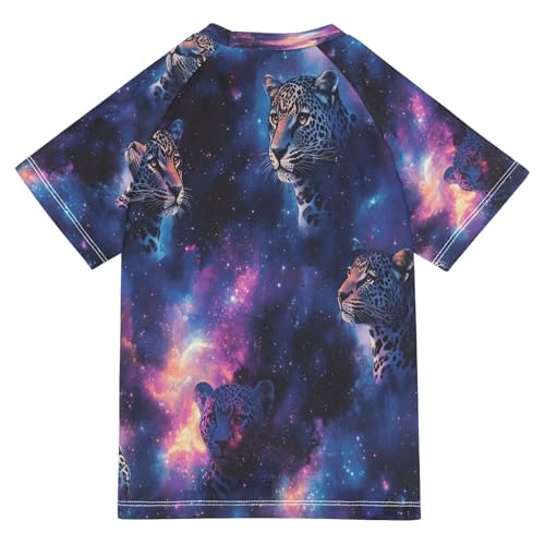 Kids Swimsuit Snow Leopard Galaxy Space Sunscreen T-Shirts Swimwear Sets UPF 50+2