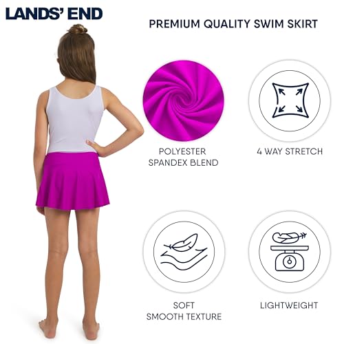 Image of Lands' End Girls' Swim UPF 50+ Stretch Waist Attached Bikini Bottom Swim Skirt