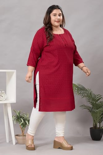 Image of DREAM & DZIRE Chikankari Kurti for Women of Cotton in Plus Size & Small Size.
