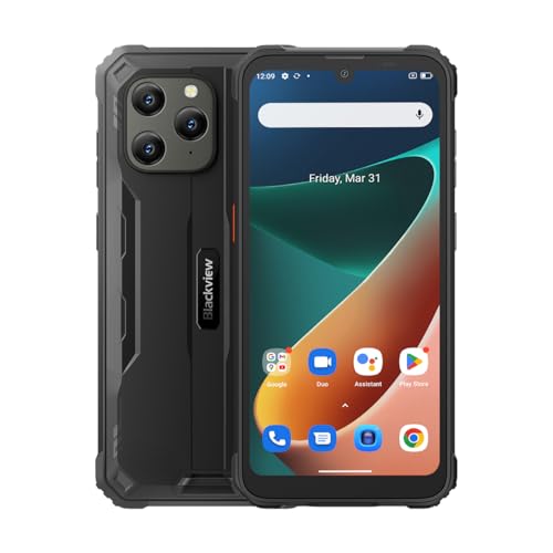 Blackview - BV5300 Pro - Téléphone Portable - Smartphone étanche - Android 12, Photo 13 Mpx, Mémoire de 4Go, 64Go de RAM, NFC, Charge inversée, 6 580 mAh - Vesion Noir