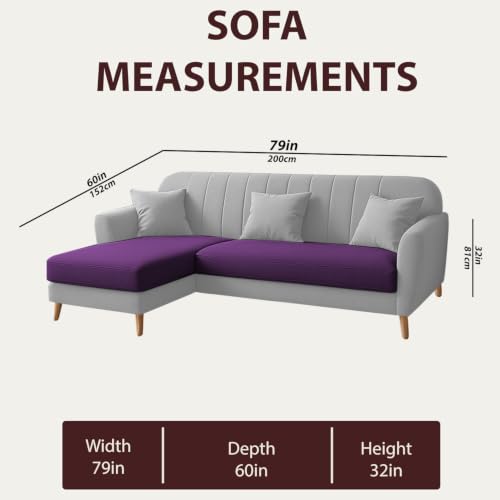 Image of Atticus LHS 4 Seater L Shape Sofa Set with Ottoman for Living Room (Purple Grey Fabric) Premium Fabric Sofa Set