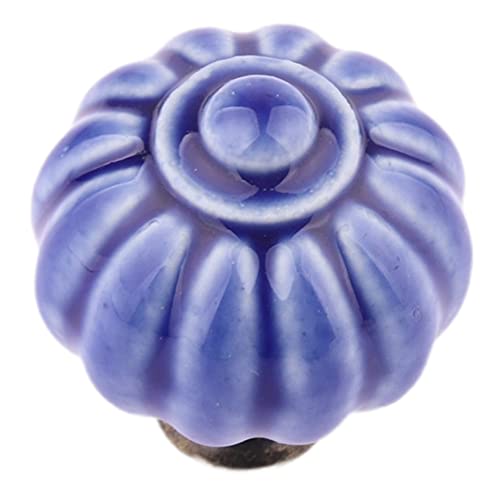 6 Paquetes MOOD.SC Simple Country Calabaza Manija De Cerámica Esmalte De Color Puro Cajón Armario Zapatos Gabinete Puerta Pastoral Perilla De Un Solo Orificio Diámetro 33 Mm (Azul) Cover