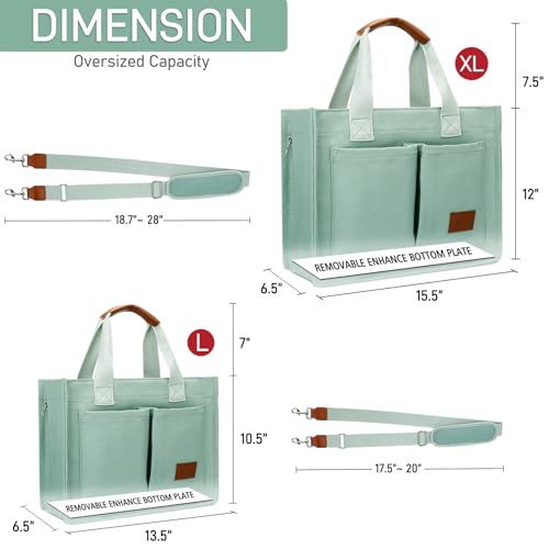 Women's Large Canvas Tote Bag with Zipper and Compartments