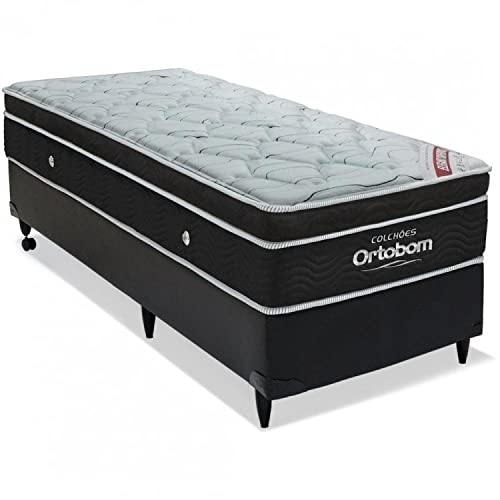 Cama Box Elegant Superpocket Solteiro Ortobom Preto/Branco