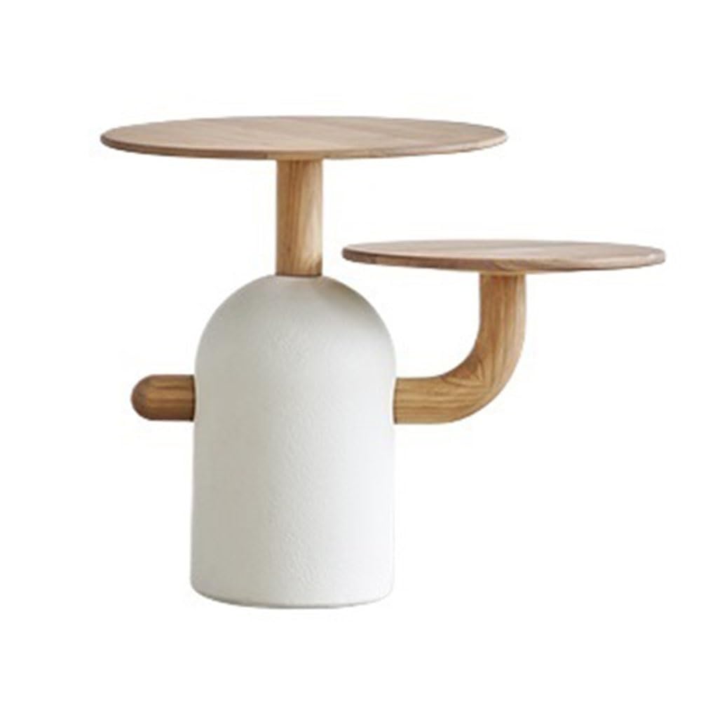 LIBANGRONG-888 Coffee Table Round Coffee Side Table Modern Decorative Living Room Furniture Wooden Textured Base Multi-Functional Side Tables(Small)