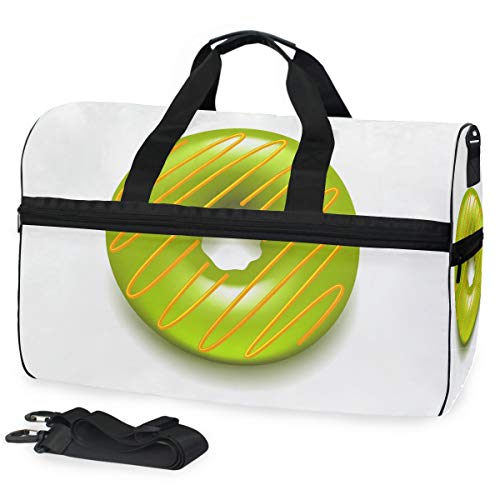 MONTOJ Yellow Spreads Green Donut - Bolsa de viaje de lona de gran tamaño para pasar la noche o el fin de semana, Multi, Talla única